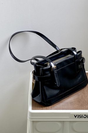 Vintage Korean Style Women's Tote Handbag - Large Capacity Commuter Shoulder Bag for Everyday & Motorcycle Use