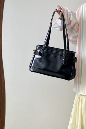 Vintage Korean Style Women's Tote Handbag - Large Capacity Commuter Shoulder Bag for Everyday & Motorcycle Use