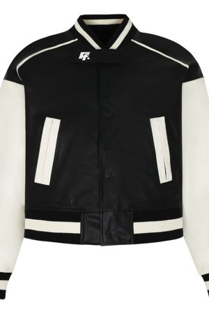 Vintage Leather Letter Logo Slim Fit Baseball Jacket - Autumn Winter American Trend, 90s Style