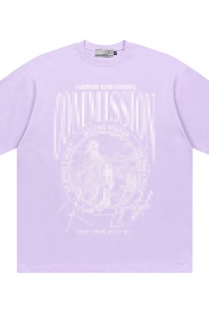 Vintage Letter Print Loose Fit Pure Cotton Couple T-Shirt in 90s Style