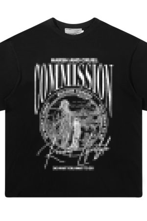 Vintage Letter Print Loose Fit Pure Cotton Couple T-Shirt in 90s Style