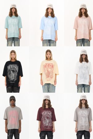 Vintage Letter Print Loose Fit Pure Cotton Couple T-Shirt in 90s Style