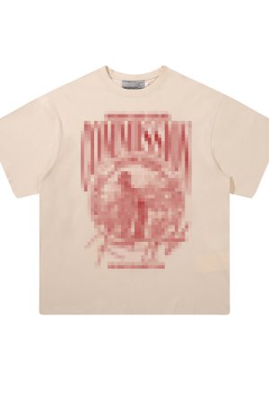 Vintage Letter Print Loose Fit Pure Cotton Couple T-Shirt in 90s Style