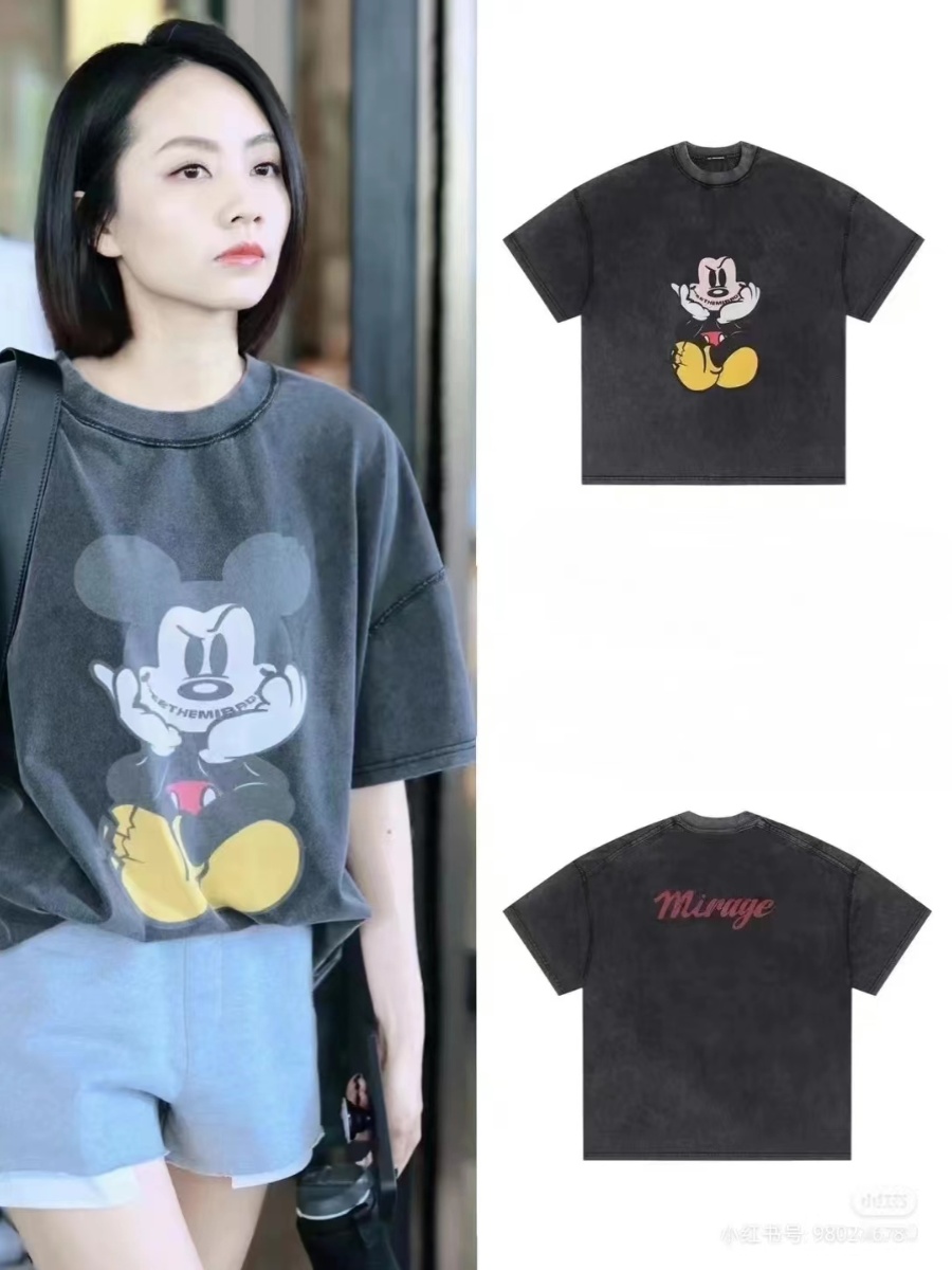 Vintage Mickey Graphic T-Shirt for Women - Retro Washed Short Sleeve Tee in Trendy Street Style Vintage Mickey Graphic T-Shirt for Women - Retro Washed Short Sleeve Tee in Trendy Street Style