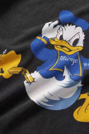 Vintage Mickey Graphic T-Shirt for Women - Retro Washed Short Sleeve Tee in Trendy Street Style