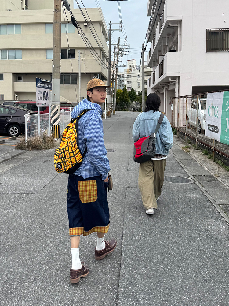 Vintage Plaid Patchwork Denim Shorts for Men and Women, Loose Casual Capris, Summer Streetwear, Retro Style Vintage Plaid Patchwork Denim Shorts for Men and Women, Loose Casual Capris, Summer Streetwear, Retro Style