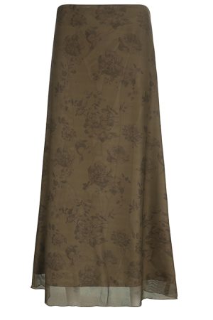 Vintage Rose Print Mesh Midi Skirt for Women, Wabi-Sabi Style, Low Waist, Draped, Retro Aesthetic, Hip-Covering, Long Straight Design