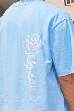 Vintage Rose Print Short Sleeve T-Shirt for Couples - Unisex American Streetwear Loose Fit 2025 Y2K Style