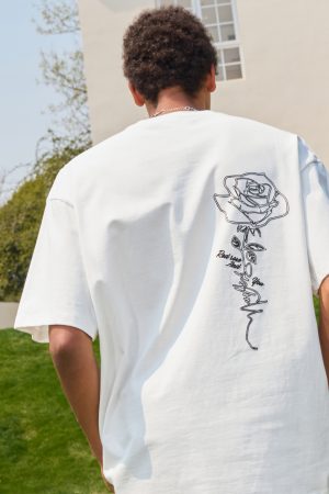 Vintage Rose Print Short Sleeve T-Shirt for Couples - Unisex American Streetwear Loose Fit 2025 Y2K Style