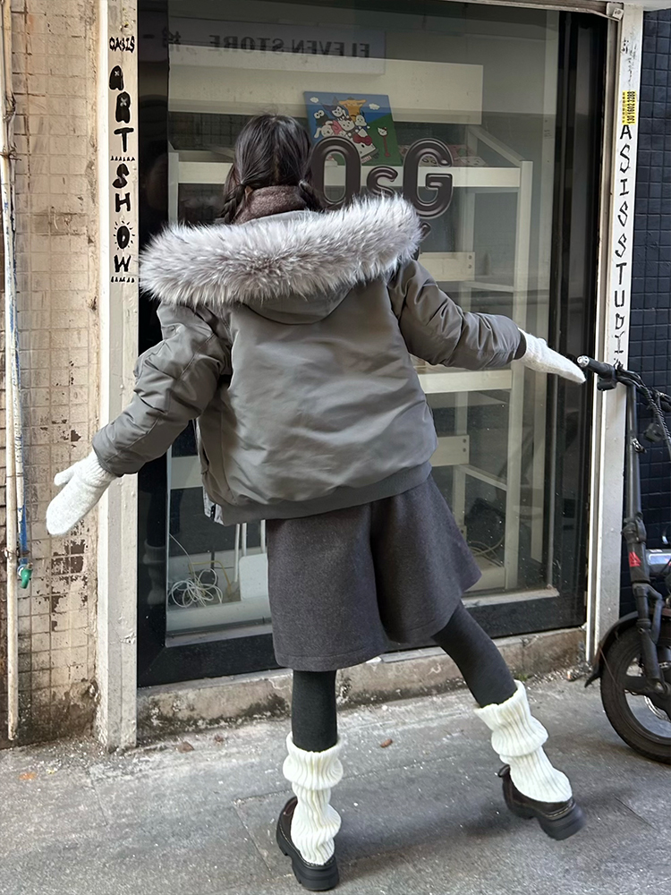 Vintage Slogan Embroidered Hooded Parka with Thick Fur Collar for Men and Women - Warm Cotton Jacket for Couples, Y2K Style Vintage Slogan Embroidered Hooded Parka with Thick Fur Collar for Men and Women - Warm Cotton Jacket for Couples, Y2K Style