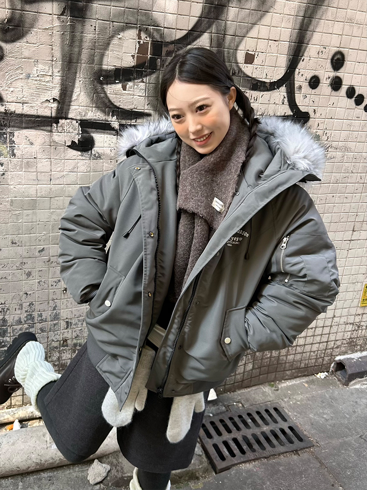 Vintage Slogan Embroidered Hooded Parka with Thick Fur Collar for Men and Women - Warm Cotton Jacket for Couples, Y2K Style Vintage Slogan Embroidered Hooded Parka with Thick Fur Collar for Men and Women - Warm Cotton Jacket for Couples, Y2K Style