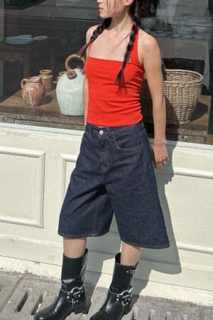 Vintage Street Style Five-Point Denim Shorts for Women, Slim Fit Boyfriend Capris, Casual American Fashion, Summer Essential