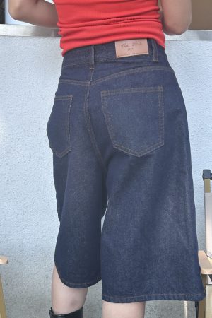 Vintage Street Style Five-Point Denim Shorts for Women, Slim Fit Boyfriend Capris, Casual American Fashion, Summer Essential