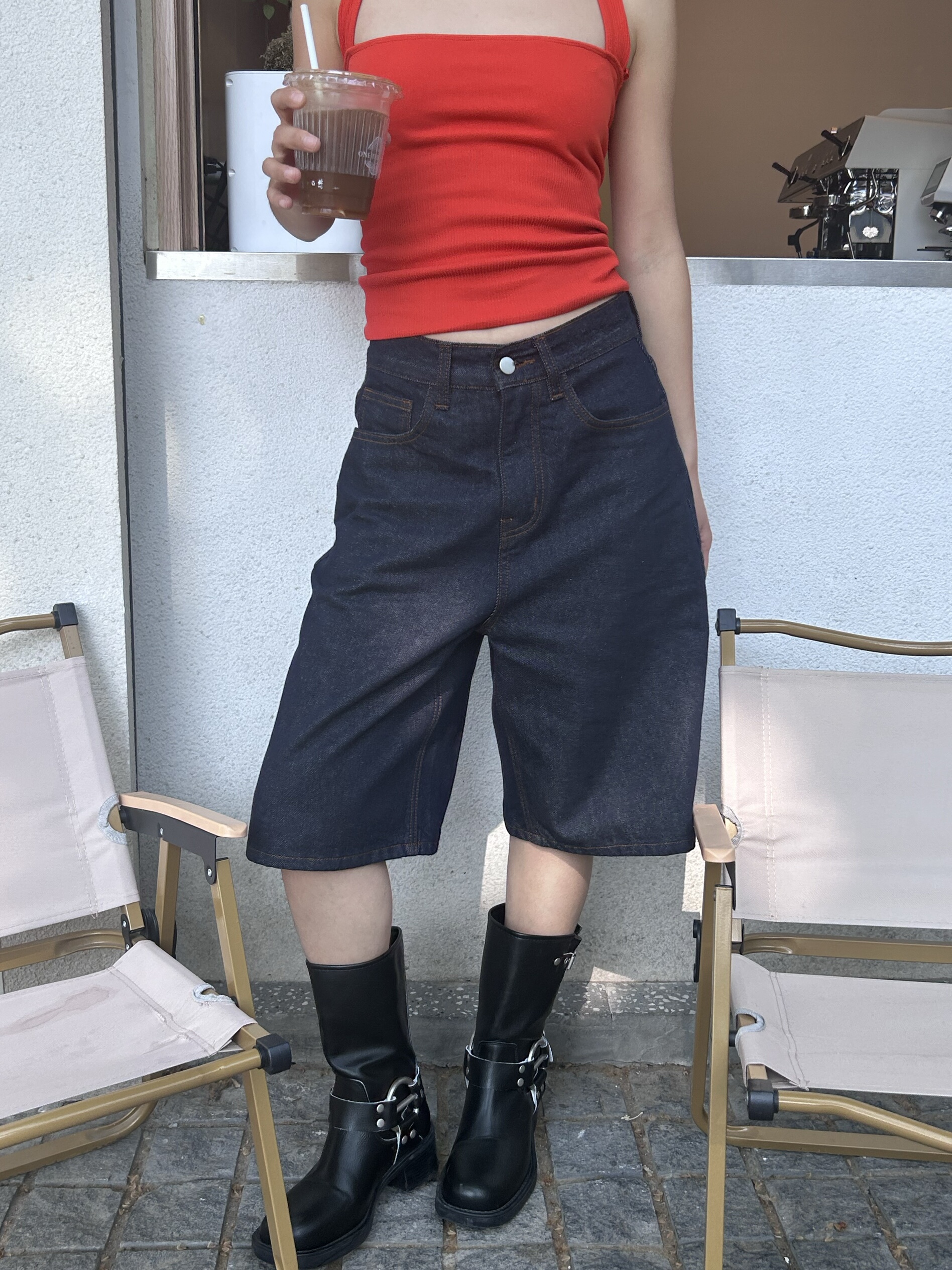 Vintage Street Style Five-Point Denim Shorts for Women, Slim Fit Boyfriend Capris, Casual American Fashion, Summer Essential Vintage Street Style Five-Point Denim Shorts for Women, Slim Fit Boyfriend Capris, Casual American Fashion, Summer Essential