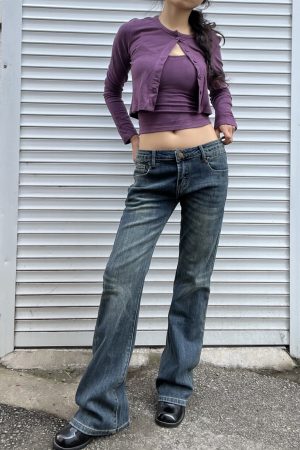 Vintage Textured High-Waisted Flared Jeans for Women - Casual Slimming Heavy-Duty Style, 2025 Trendy Fashion