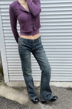 Vintage Textured High-Waisted Flared Jeans for Women - Casual Slimming Heavy-Duty Style, 2025 Trendy Fashion