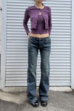 Vintage Textured High-Waisted Flared Jeans for Women - Casual Slimming Heavy-Duty Style, 2025 Trendy Fashion