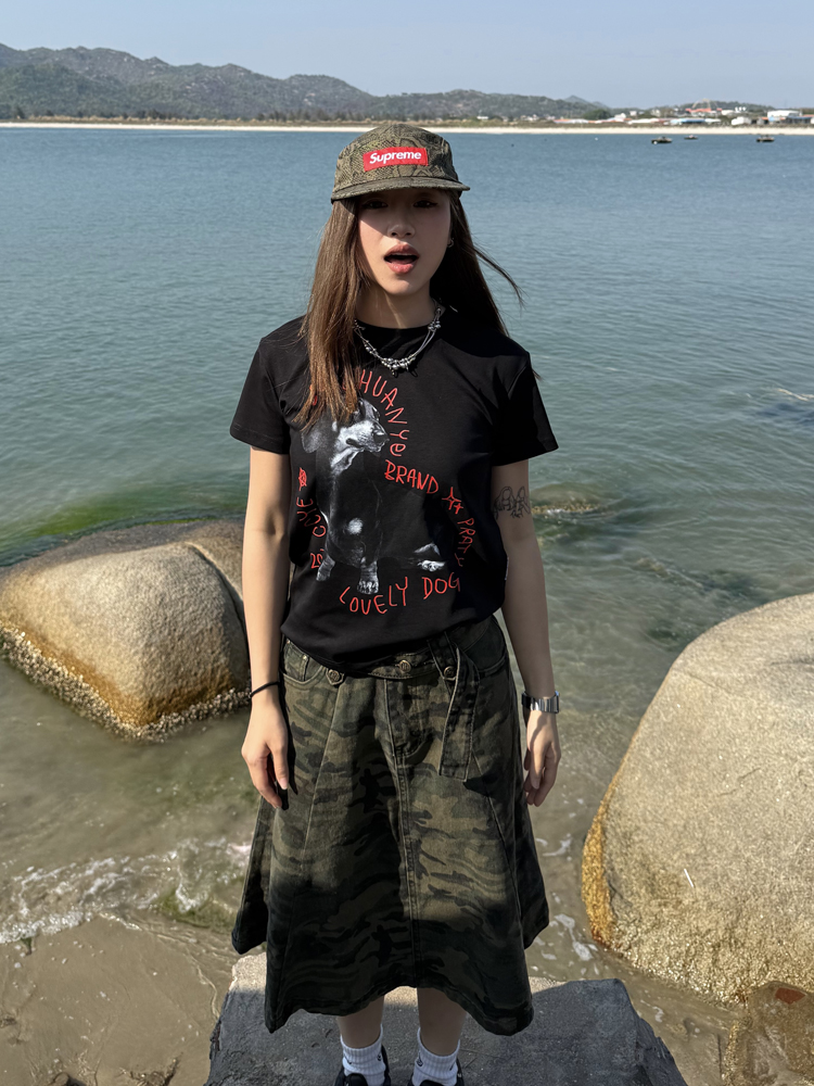 Vintage Washed Camouflage Skirt for Women - Casual American-Style Summer Workwear, Niche Design, Trendy 90s Fashion Vintage Washed Camouflage Skirt for Women - Casual American-Style Summer Workwear, Niche Design, Trendy 90s Fashion