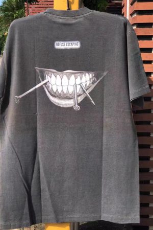 Vintage Washed Distressed Short Sleeve T-Shirt for Women - American Style Trendy Loose-Fitting Top, Casual 90s Inspired Fashion