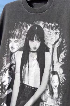 Vintage Washed Distressed Short Sleeve T-Shirt for Women - American Style Trendy Loose-Fitting Top, Casual 90s Inspired Fashion