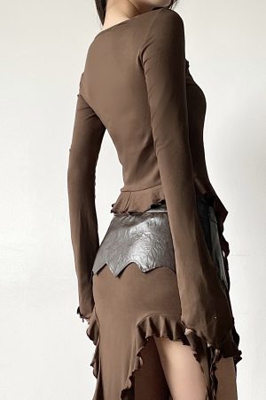 Vintage Wasteland Ruffled Edge Flowing Ribbon Cardigan - Women's Retro Bell Sleeve Shirt with Niche Design