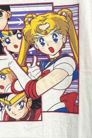 Vintage Water Washed Sailor Moon Short Sleeve T-shirt for Men and Women - 90s Inspired Sailor Senshi Graphic Tee