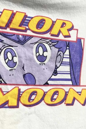 Vintage Water Washed Sailor Moon Short Sleeve T-shirt for Men and Women - 90s Inspired Sailor Senshi Graphic Tee