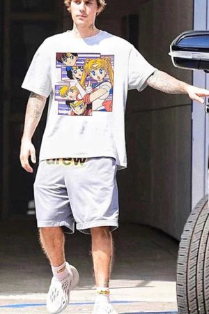 Vintage Water Washed Sailor Moon Short Sleeve T-shirt for Men and Women - 90s Inspired Sailor Senshi Graphic Tee