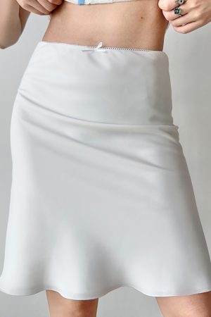 White Draped Midi Skirt for Women - Summer Mid-Waist Fitted Mermaid Style, European & American A-Line Design, Trendy Fashion Piece