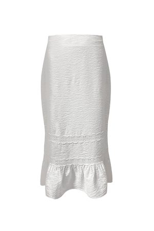 White French Lace Camisole and A-Line Fishtail Skirt Set - Elegant Lace-Up Design, Perfect for 90s Inspired and Y2K Fashion