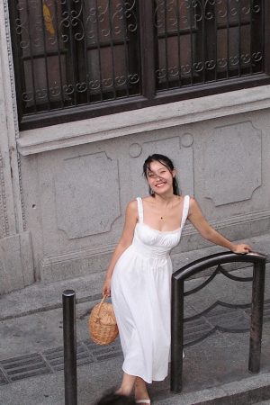 White Retro French Camisole Dress - Julie Series Mid-Length Skirt with Pure Desire Design, Y2K Style