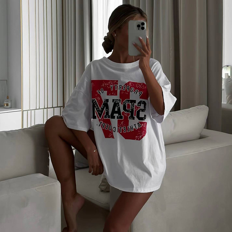 White Retro Short Sleeve T-Shirt for Women - American Style Loose Half-Sleeve Top for Summer - Trendy High Street Fashion White Retro Short Sleeve T-Shirt for Women - American Style Loose Half-Sleeve Top for Summer - Trendy High Street Fashion