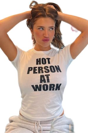 White Short-Sleeve T-Shirt for Women - American Retro Y2K Style, Summer ABG Hot Girl Fashion, European Inspired Top