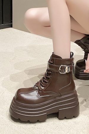 Women's 10cm Martin Boots - Plush Slim Short Thick-Soled Height-Increasing Autumn Winter 2024 Style for Petite Fashion