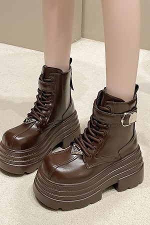 Women's 10cm Martin Boots - Plush Slim Short Thick-Soled Height-Increasing Autumn Winter 2024 Style for Petite Fashion