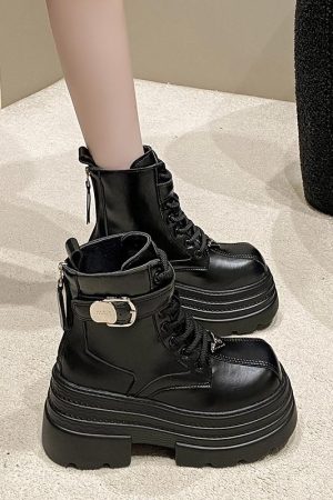 Women's 10cm Martin Boots - Plush Slim Short Thick-Soled Height-Increasing Autumn Winter 2024 Style for Petite Fashion