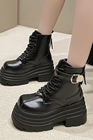 Women's 10cm Martin Boots - Plush Slim Short Thick-Soled Height-Increasing Autumn Winter 2024 Style for Petite Fashion