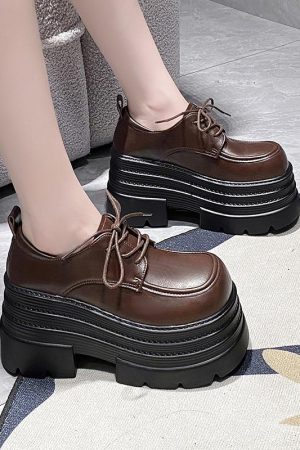 Women's 10cm Thick-Soled British Style Leather Loafers - 2025 Casual Platform Shoes for Petite Height Increase