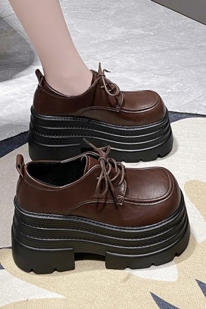 Women's 10cm Thick-Soled British Style Leather Loafers - 2025 Casual Platform Shoes for Petite Height Increase