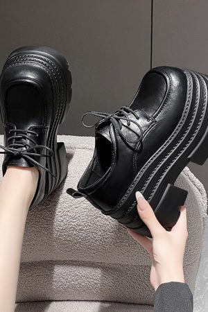 Women's 10cm Thick-Soled British Style Leather Loafers - 2025 Casual Platform Shoes for Petite Height Increase