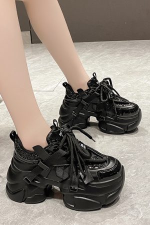 Women's 8CM Thick-Soled Casual Dad Shoes - Plush Sports Sneakers for Autumn Winter 2023, Trendy European Style