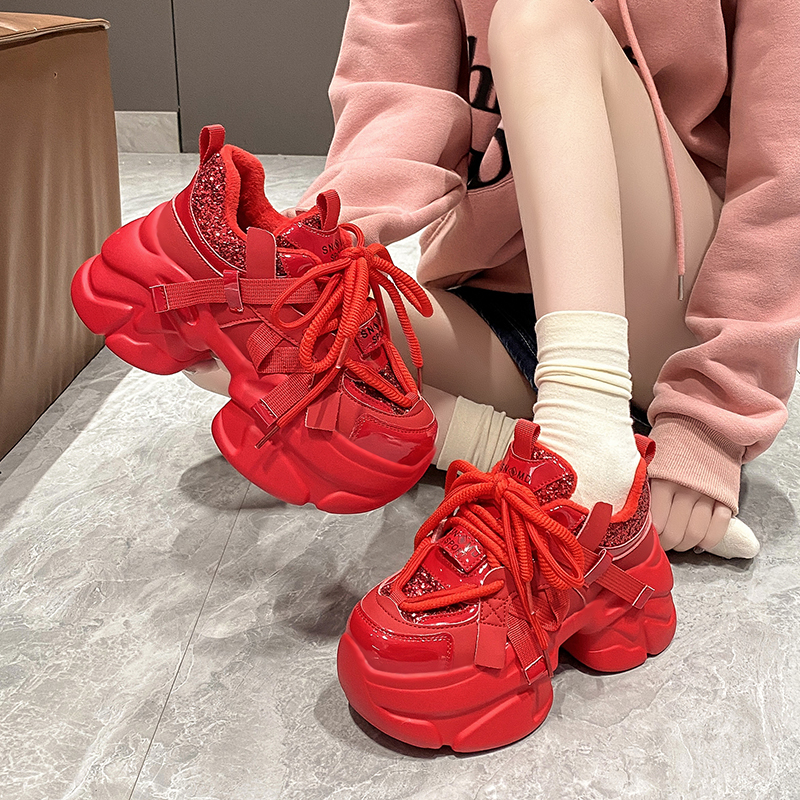 Women's 8CM Thick-Soled Casual Dad Shoes - Plush Sports Sneakers for Autumn Winter 2023, Trendy European Style Women's 8CM Thick-Soled Casual Dad Shoes - Plush Sports Sneakers for Autumn Winter 2023, Trendy European Style