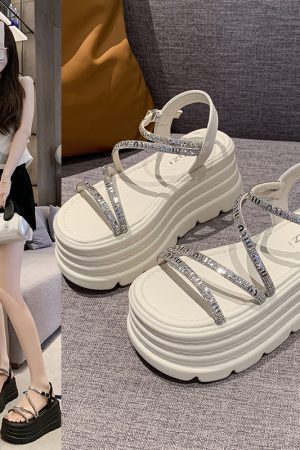 Women's 8cm Thick-Soled Height-Increasing Roman Sandals, Soft-Sole Fairy Beach Shoes for Summer 2025 Outdoor Style
