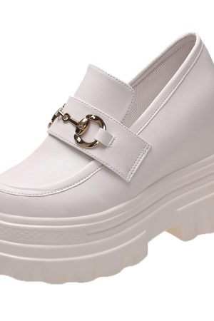 Women's Black Thick-Soled Platform Loafers - British Style 2024 Versatile Design for a Chic Niche Look