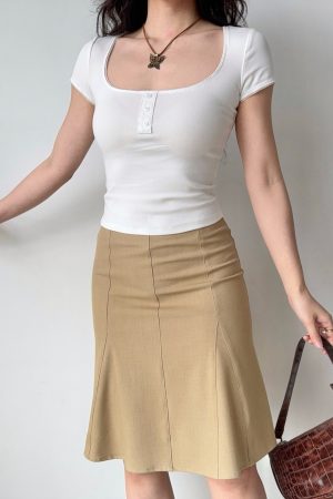Women's Bodycon Fishtail Skirt - Mid-Waist A-Line Design, Versatile and Slimming European and American Style