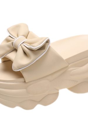 Women's Butterfly Knot Flat Sandals with Thick Sole - Summer 2025 Platform Shoes for Outdoor Fashion