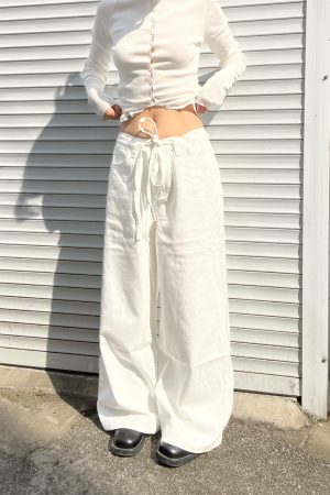 Women's Casual Loose Wide-Leg Sweatpants with Drawstring - Versatile Thin Jeans for Effortless 90s Y2K Style