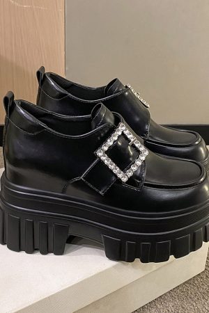 Women's English-Style Patent Leather Loafers 2024 Spring Thick-Soled Shoes for Petite Women with Height Increase