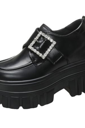 Women's English-Style Patent Leather Loafers 2024 Spring Thick-Soled Shoes for Petite Women with Height Increase