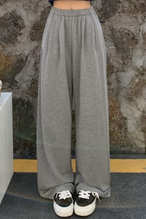 Women's Gray Wide-Leg Pants - Summer Soft Flowy Casual Trousers, Versatile Loose Fit for Effortless Style